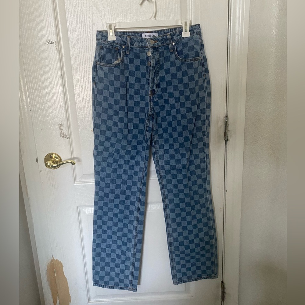 checkered straight leg